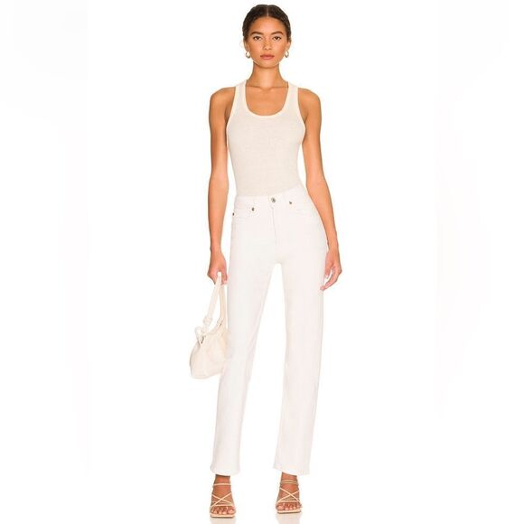 NWT Re/Done 80s Slim Straight Leg jeans in Vintage White - Picture 2 of 8